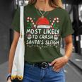 Most Likely To Crash Santa's Sleigh Christmas Joke T-Shirt Gifts for Her