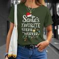 Santa's Favorite Social Worker Christmas School Social Work T-Shirt Gifts for Her