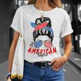 4Th Of July 2023 Messy Bun Patriotic All American Sister Unisex T-Shirt Gifts for Her