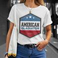 American Gladiator Usa Flag Gym Sports Quote Humor T-Shirt Gifts for Her