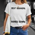Best Grandpa Hands Down Kids Craft Handprints Fathers Day Unisex T-Shirt Gifts for Her