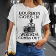 Bourbon Goes In Wisdom Comes Out Drinking T-Shirt Gifts for Her