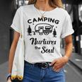 Camping Nurtures The Soul Rv Camper Quote Nature Lovers T-Shirt Gifts for Her