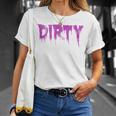Dirty Words Horror Movie Themed Purple Distressed Dirty T-Shirt Gifts for Her