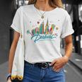 Dubai Skyline Souvenir Famous Buildings Typography T-Shirt Gifts for Her