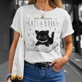 Easily Distracted By Cats And Books Cat & Book Lover T-Shirt Gifts for Her