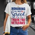 Honoring All Who Served Thank You Veterans Day American Flag T-Shirt Gifts for Her
