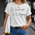 Inspirational Courage Bravery Script Typography Quote T-Shirt Gifts for Her