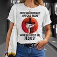 Karate Never Underestimate An Old Man Who Believes In Jesus T-Shirt Gifts for Her