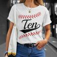 Kids 10 Year Old 10Th Baseball Softball Birthday Party Boys Girls Unisex T-Shirt Gifts for Her