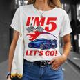 Kids 5 Year Old 5Th Racing Racecar Birthday Party Boys Girls Unisex T-Shirt Gifts for Her