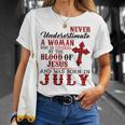 Never Underestimate A Woman Was Born In July Birthday Unisex T-Shirt Gifts for Her