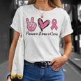 Peace Love Cure Heart Pink Ribbon Breast Cancer Awareness T-Shirt Gifts for Her