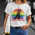 Retro Lgbt Pride Love Is Love Doberman Dog Unisex T-Shirt Gifts for Her