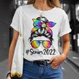Senior 2022 Messy Bun Tie Dye Last Day Of School Graduation Unisex T-Shirt Gifts for Her