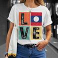 Vintage Retro I Love Laos Flag For Laotian Pride T-Shirt Gifts for Her