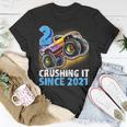 2 Crushing It Since 2021 Monster Truck 2Nd Birthday Boys Unisex T-Shirt Unique Gifts