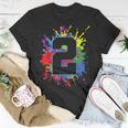 2Nd Birthday For Girls Boys 6 Paint Splashes Unisex T-Shirt Unique Gifts