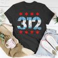 312 Chicago Area Code City Skyline Flag Distressed T-Shirt Unique Gifts
