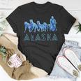Alaska Sled Dogs Mushing Team Snow Sledding Mountain Scene Unisex T-Shirt Unique Gifts