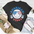 America Vibes Fourth 4Th Of July Happy Face Smile Patriotic Unisex T-Shirt Unique Gifts