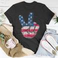 American Flag Peace Sign Hand 4Th Fourth Of July Unisex T-Shirt Unique Gifts