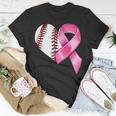 Baseball Heart Pink Ribbon Warrior Breast Cancer Awareness T-Shirt Unique Gifts