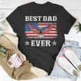 Best Dad Ever With Us American Flag Fathers Day Eagle Unisex T-Shirt Funny Gifts