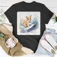Corgi Surfing Wave Dog Surfing Corgi At The Beach Unisex T-Shirt Unique Gifts
