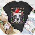 Cute Boston Terrier Ugly Christmas Sweater Santa Hat Xmas T-Shirt Unique Gifts