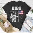 Dibs Moon Astronaut Us American Flag Fun 4Th Of July Fourth Unisex T-Shirt Unique Gifts