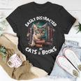 Easily Distracted By Cats And Books Librarians Bibliophiles Unisex T-Shirt Unique Gifts