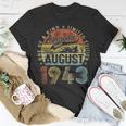 80 Years Old August 1943 Vintage Retro 80Th Birthday T-Shirt Funny Gifts