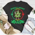 Funny Fathers Day Worlds Dopest Dad Cannabis Marijuana Weed Unisex T-Shirt Funny Gifts