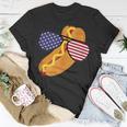 Funny Hot Dog Glasses 4Th Of July Usa Patriotic Hot Dog Flag Unisex T-Shirt Unique Gifts