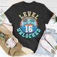 Gamer Boy Level 16 Unlocked Video Game 16Th Birthday Funny Birthday Gifts Unisex T-Shirt Unique Gifts