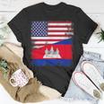 Half Cambodian Flag Vintage Cambodia Usa T-Shirt Unique Gifts
