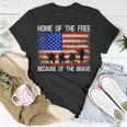 Home Of The Free Because Of The Brave Veteran American Flag Unisex T-Shirt Unique Gifts