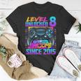 Level 8 Unlocked Awesome Since 2015 8Th Birthday Gaming Kids Unisex T-Shirt Unique Gifts