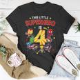 This Little Superhero Is 4 Birthday Superhero 4 Year Old Boy T-Shirt Funny Gifts
