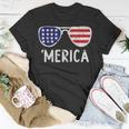 Merica American Flag Sunglasses Patriotic 4Th Of July Unisex T-Shirt Unique Gifts