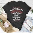 Montgomery Blood Runs Through My Veins Last Name Family T-Shirt Funny Gifts