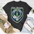 Morgan Surname Last Name Scottish Clan Tartan Badge Crest Funny Last Name Designs Funny Gifts Unisex T-Shirt Unique Gifts