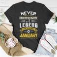 Never Underestimate A Legend Who Was Born In January Unisex T-Shirt Funny Gifts