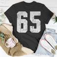 Number 65 Sport Jersey Birthday Age Lucky No White Vintage Unisex T-Shirt Funny Gifts