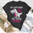 In October We Wear Pink Breast Cancer Dinosaur Toddler Boys T-Shirt Unique Gifts