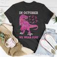 In October We Wear Pink Breast Cancer Trex Dino Toddler Boys T-Shirt Unique Gifts
