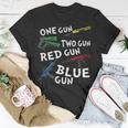Oneguntwogunredgunbluegun Unisex T-Shirt Unique Gifts
