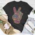Peace Sign Two Fingers Distressed Unisex T-Shirt Unique Gifts