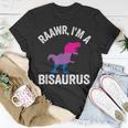 Raawr Im A Bisaurus Dinosaur T-Rex Bisexual Flag Bi Pride Unisex T-Shirt Unique Gifts